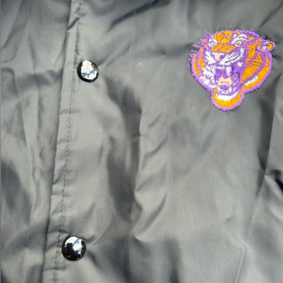 Vintage Locker Line LSU Tigers Embroidered Snap Down Black L Windbreaker Jacket - Picture 6 of 8